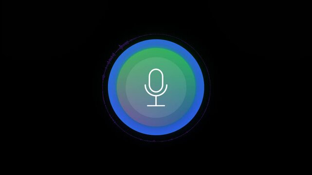 Microphone icon Voice recording podcast mic microphone , circular backdrop. technology voice recognition, digital interaction, podcasting waveform Retro symbol. Voice recording podcast mic microphone