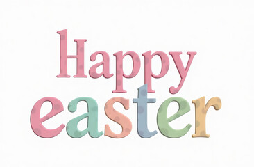 The inscription Happy Easter on a light background, painted eggs.