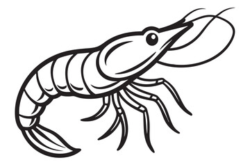 shrimp vector line art, shrimp icon vector, Sea lobster. EPS File