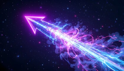  a futuristic glowing neon arrow streaking through space