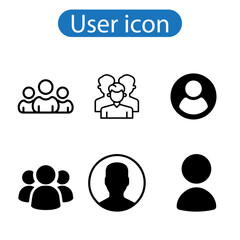 User icon and people line icon. People black vector  art icons illustration on white background.