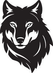 A black and white fox logo type silhouette design