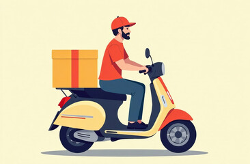 Man on the Scooter. Online delivery service. Shipping.