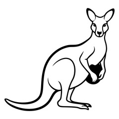 Minimalist Kangaroo Line Art - Black and White Vector Illustration