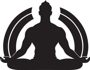 A black and wight meditation logo type silhouette design