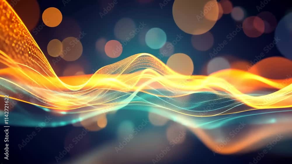Poster dynamic waves of light create an abstract visual experience with vibrant colors and glowing particle