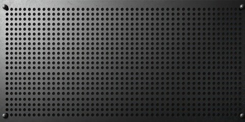 Black perforated metal sheet, industrial texture, grid,fabric,surface