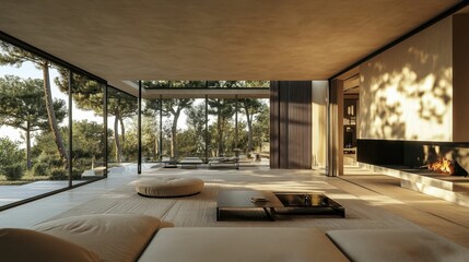 Interior of mansion on the serene shores of the french riviera