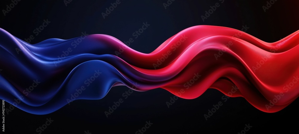 Poster elastic dynamic wave: minimalist ui design with soft red and dark blue gradient shapes