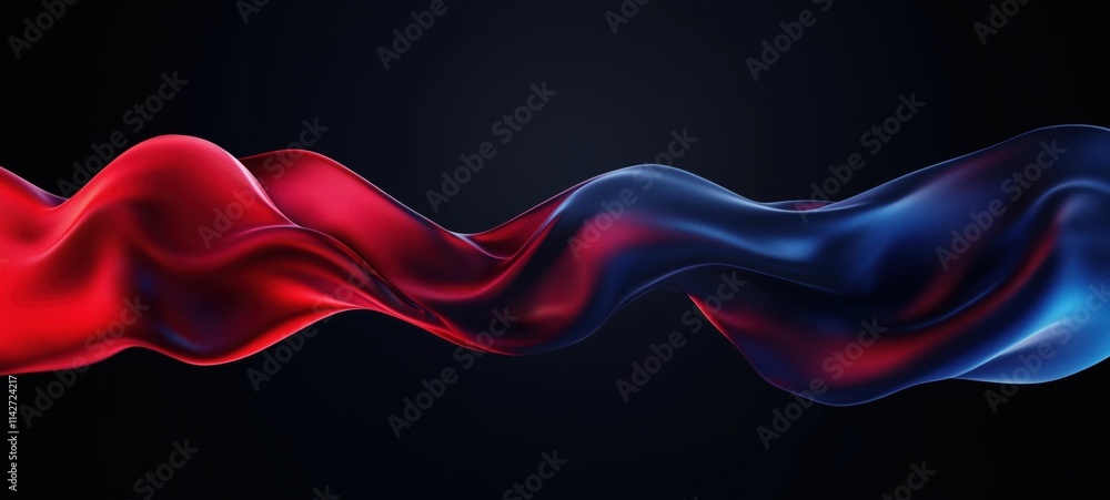 Poster elastic dynamic wave: minimalist ui design with soft red and dark blue gradient shapes