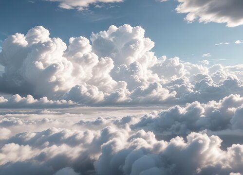 Voluminous white clouds stretching across the horizon, celestial, vastness