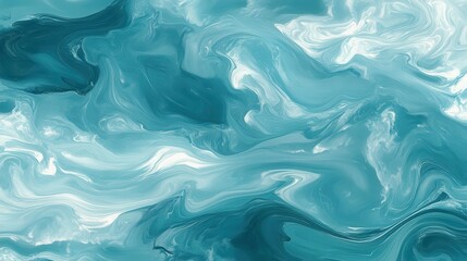 Obraz premium Abstract Teal and White Swirling Paint Texture