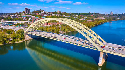 Fototapeta premium Aerial of Daniel Carter Beard Bridge Over Ohio River in Cincinnati