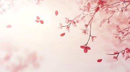 Delicate Pink Blossom Branches With Falling Petals