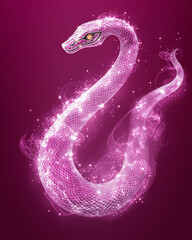 Naklejka premium Glowing Pink Snake with Sparkling Effects