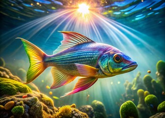 Fototapeta premium Macro Ribbon Fish Photography: Stunning Close-Up Images of Regalecus Glesne, Deep Sea Fish, Ocean Life, Underwater World, Marine Biology
