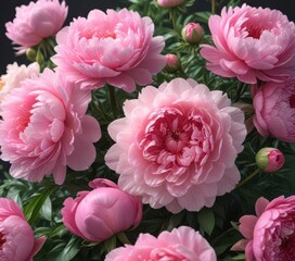 Luscious pink peonies and roses bouquet  Ample copy space ,  spring,  picture,  petals
