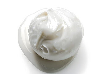 Vanilla ice cream ball scoop with milky splash with drops isolated on white background