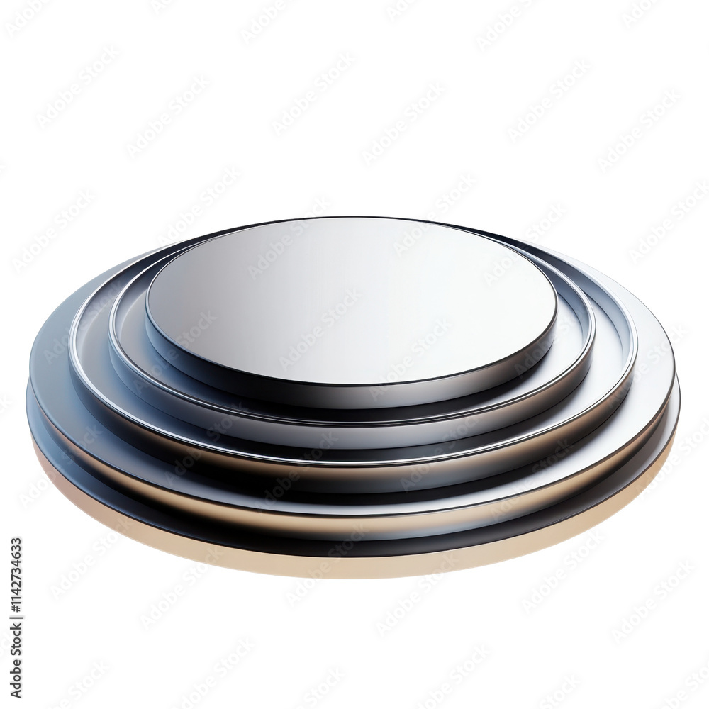 Poster abstract circular layers of smooth metallic discs in gradient design