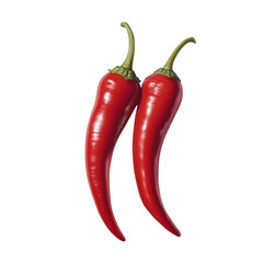 Fresh Red Chili Peppers Isolated on White Background for Cooking