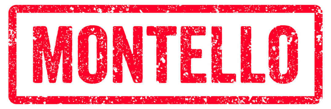 Montello Stamp Transparent Seal, Red Grunge Montello Word Rubber Stamp Seal