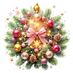 Festive Christmas Ornaments in Gold, Silver, and Red