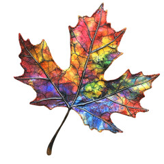 Colorful Autumn Leaf with Vibrant Nature Patterns and Textures