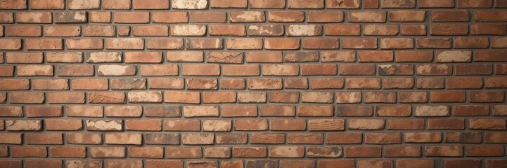 Obraz premium Rough-textured brick wall, varying shades of red and brown, wallpaper, aged, abstract