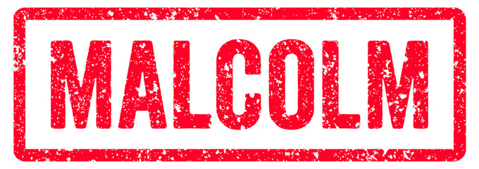 Malcolm Stamp Transparent Seal, Red Grunge Malcolm Word Rubber Stamp Seal