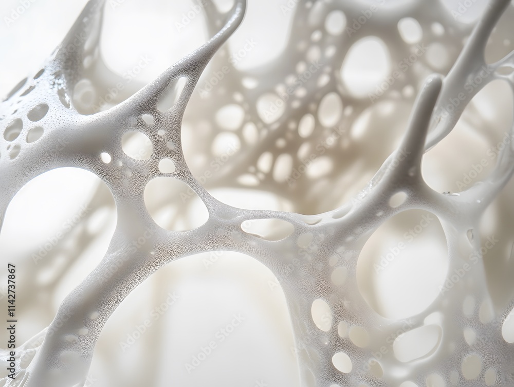 Poster abstract white foam texture with organic shapes and bubbles, perfect for backgrounds, patterns, and 