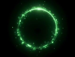Obraz premium A glowing circular halo made up of green numeric symbols. The halo emits a soft green glow