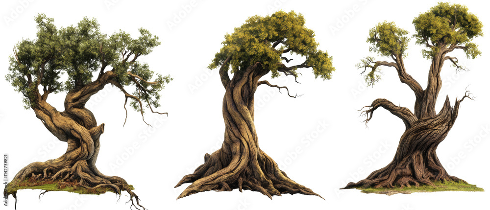 Poster Ancient Trees with Twisted Branches and Roots