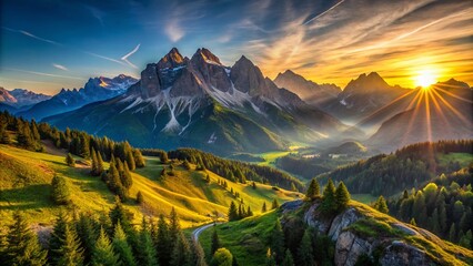 Majestic Mountain Panorama: Breathtaking Summit Views, Epic Landscape Photography, Serene Alpine Scenery, Panoramic Mountain Range