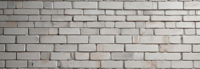Fototapeta premium Close-up of white ceramic brick tiles on a brick wall with gray mortar, design, gray