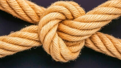 Fototapeta premium Close up of an intricate knot tied with a robust rope, showcasing craftsmanship and detail in knot tying techniques.