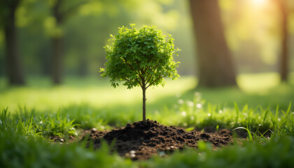 Tree planted in memory of the departed in a serene green setting