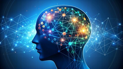 Obraz premium Head with code or connection background. Mental health with thinking idea and self loving think. 