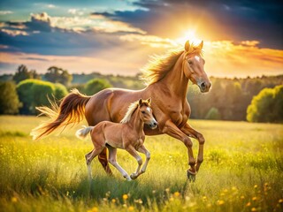 Mare and Foal Freedom: Stunning Wild Horse Photography - Rule of Thirds Composition
