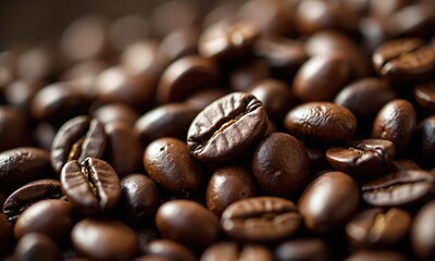 Coffee beans macro photography rich brown color textured