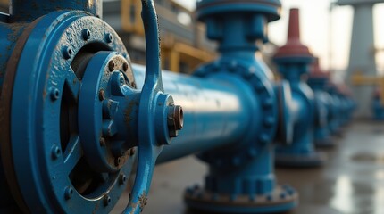 Fototapeta premium Close-Up of Industrial Pipe and Valve in a Manufacturing Environment