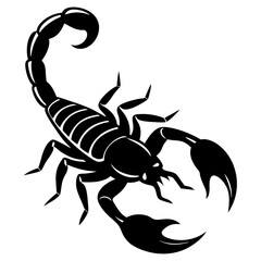 Scorpion Silhouette with Raised Tail - Black and White Vector Illustration