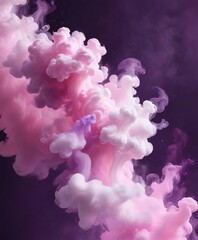 Obraz premium Flowing white, pink and purple smoke blending together in harmony, tranquil, gentle, fantasy