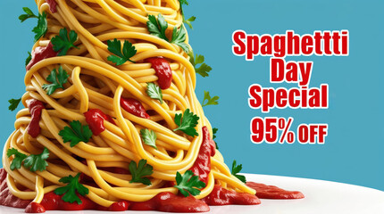 Celebrating spaghetti day with 95% off special offer at local restaurants food promotion festive environment engaging viewpoint