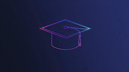 Outline Of Graduation Cap: A simple outline illustration of a graduation cap, ideal for minimalist designs, logos, and educational graphics. 