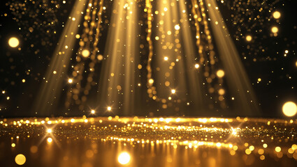 A luxurious stage with shiny golden spotlights