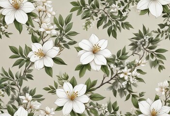Hand-drawn jasmine clipart featuring intricate flower and leaf designs, intricate, jasmine, designs, illustration