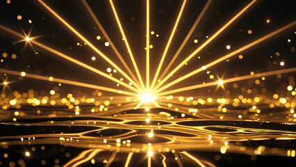 Obraz premium A luxurious stage with shiny golden spotlights