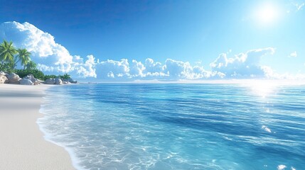 Ocean Background: A breathtaking ocean background featuring endless blue water, sandy shores, and clear skies, perfect for tropical or beach-themed designs.