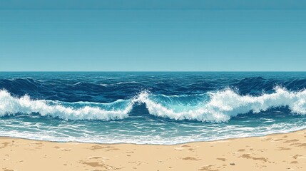 Ocean Background: A breathtaking ocean background featuring endless blue water, sandy shores, and clear skies, perfect for tropical or beach-themed designs