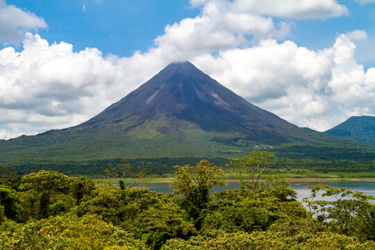 Active andesitic stratovolcano Arenal in north-western Costa Rica